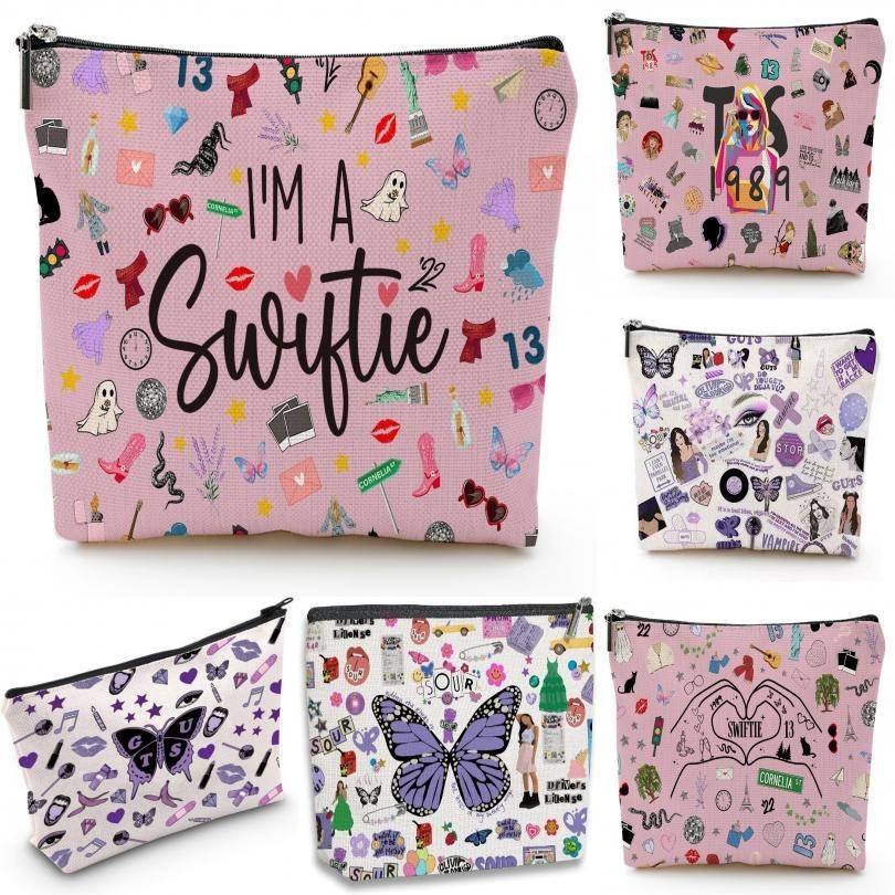 Розовая льняная косметичка с алфавитом, дизайн с бантом, многофункциональный чехол для хранения, на молнии