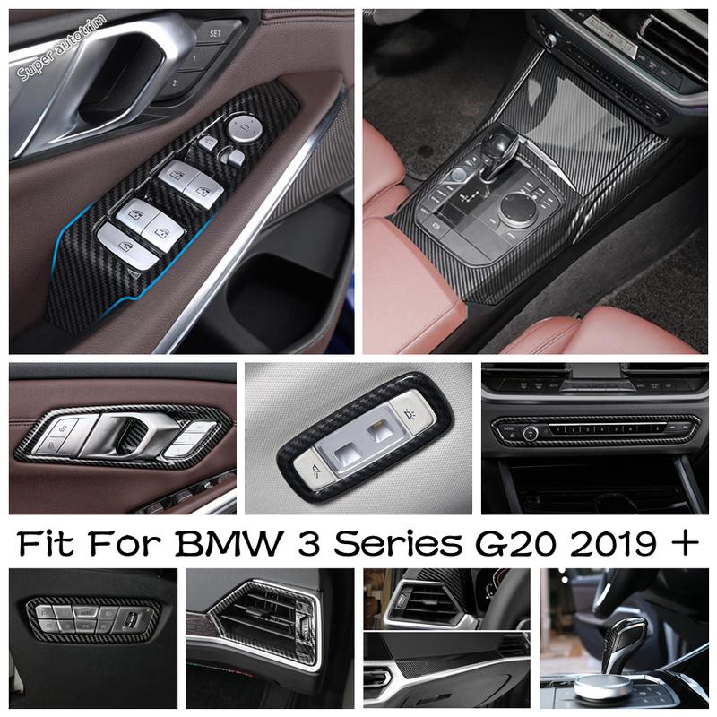 Carbon Fiber Look Interior For BMW 3 Series G20 - 2024 Dashboard / Cup Holde / Steering Wheel / Gear Shift Knob Cover Trim