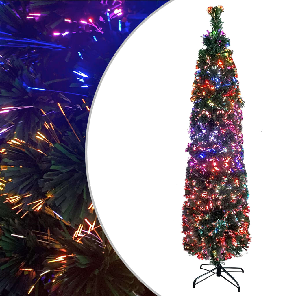 Artificial Slim Christmas Tree with Stand 150 cm Fiber Optic