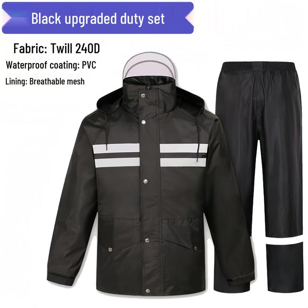 Темно-синий светоотражающий дождевик и брюки для мужчин - Водонепроницаемый, Утепленный, Раздельного типа, Идеально подходит для работников служб безопасности и санитарии