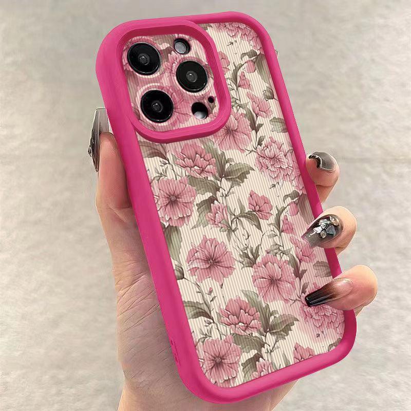 Винтажный цветочный чехол для телефона iPhone 17 Чехлы iPhone 16 16e 15 14 13 12 11 Pro Max XS XR 7 8 Plus Ударопрочный мягкий чехол