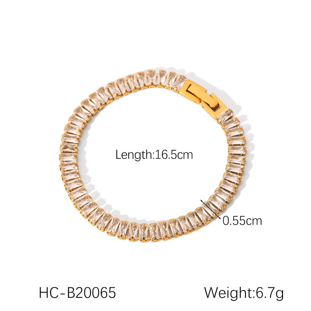 OT Buckle Stainless Steel Cross Chain Spliced Zircon Bracelet for Women, Premium Titanium Steel Bracelet