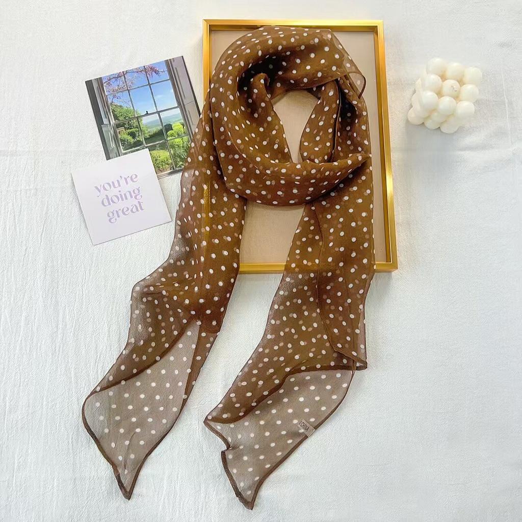 Light and breathable silk scarf women's streamer narrow long scarf fashionable versatile elegant temperament summer yarn scarf small scarf