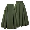 Women Midi Skirt Button Decor A-Line Color Office Casual Skirt Solid High Waist Lady Skirt with