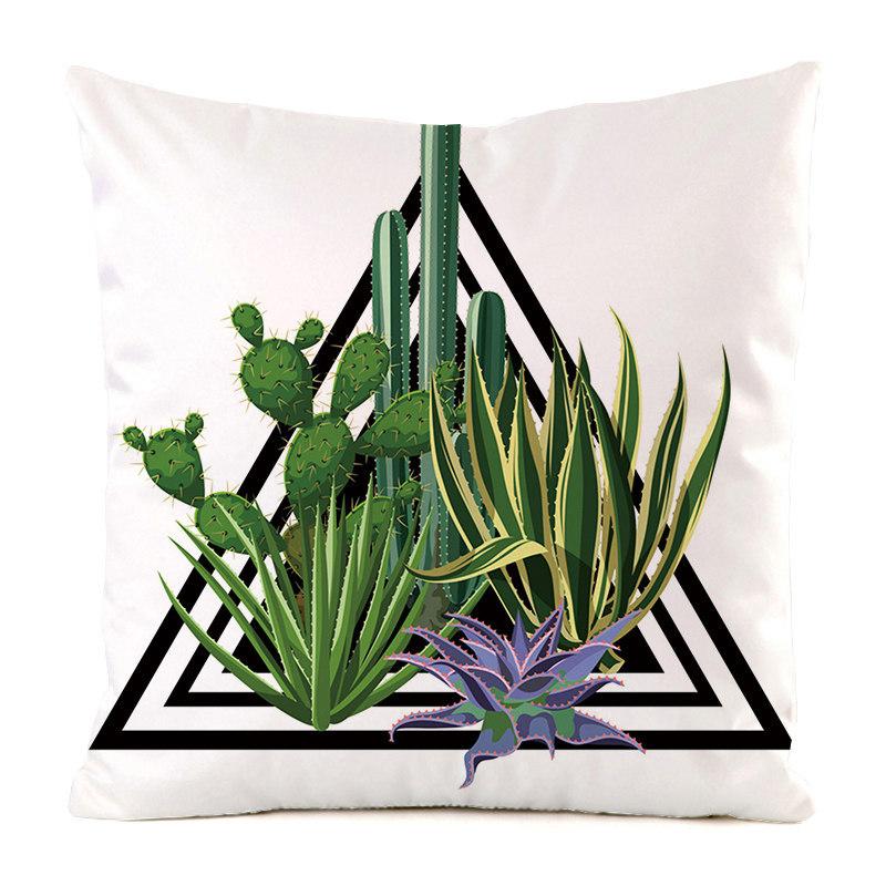 Cartoon Minimalist Cactus Style Digital Printing Short Plush Pillow Covers For Car Sofa Office Cushion Cover Home Goods