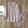 Japanese Spring and Autumn New Women's Pajama Set 100% Cotton Vintage Long Sleeved Pants Two Piece Set for Home Furnishings