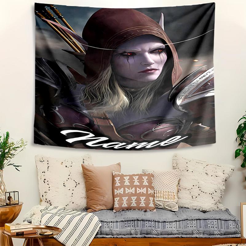 Personalized World of Warcraft Background Tapestry,Custom Name Birthday Party,Multifunctional Wall Decoration for Home Decor,Various Occasions