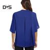 Women Tops V-Neck Button Decor Half Sleeve Chiffon Blouse Solid Color Loose Fit Breathable Shirt Tops Daily Wear