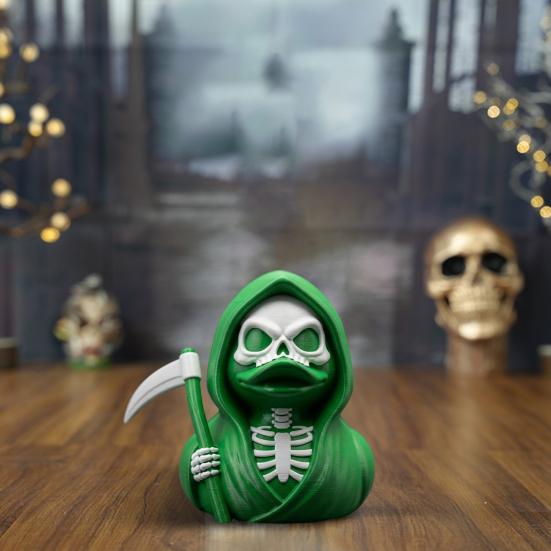Scythe Фигурка Скелета Утки Смола Готическая Утка Орнамент Скелет Утки Коллекционная Статуэтка для Украшения на Хэллоуин Дом Офис Стол