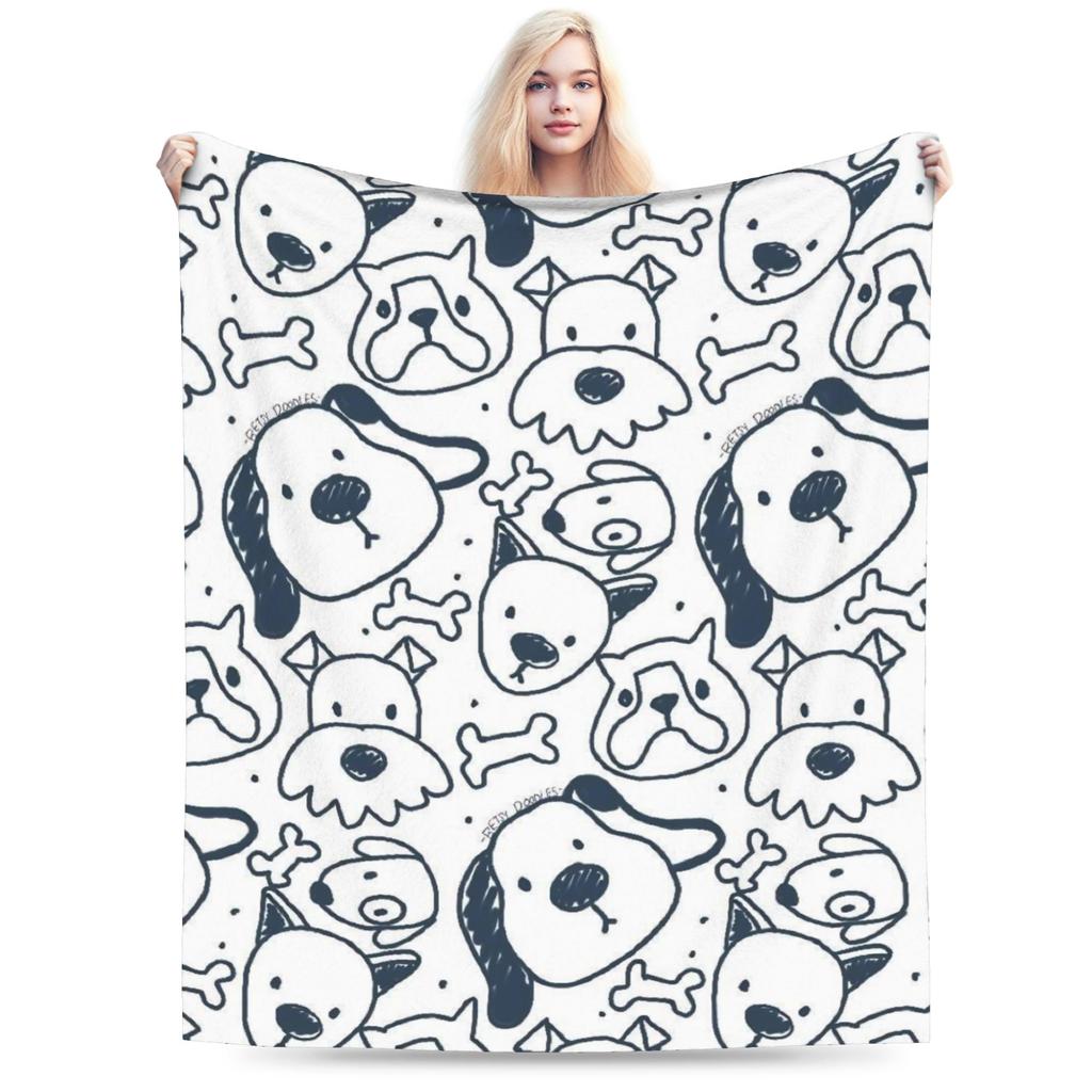 Retro Vintage Art Cute Dogs Warm Soft Blanket Kids Adult Plush Throw Blanket Novelty Outdoor Flannel Bedspread Sofa Bed Cover