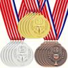 18-Pack Golden Silver Bronze Award Medals Set Numbered 1st 2nd 3rd Place Alloy Medals Universal Fit for Sports and Competitions