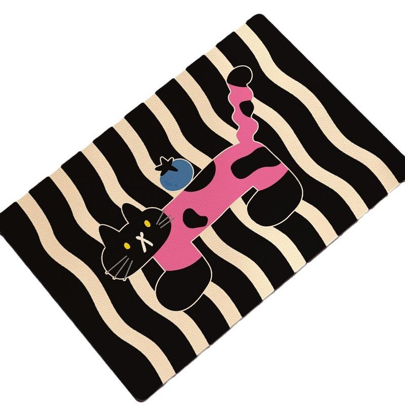 Коврик для пола с изображением кота из диатомовой грязи, впитывающий противоскользящий коврик для двери ванной комнаты, коврик для туалета и ванной комнаты
