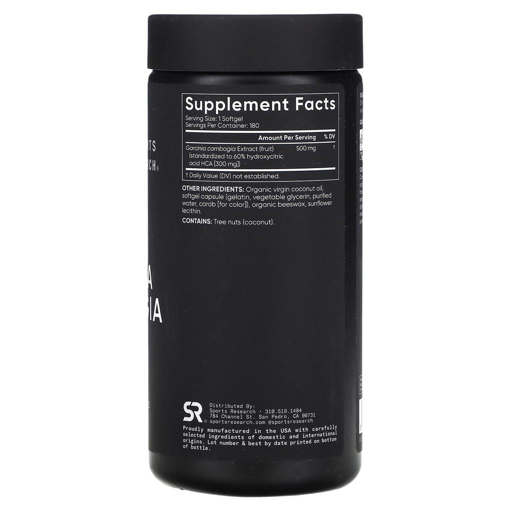 Garcinia Cambogia with Coconut Oil, 500Mg, 180 Softgels