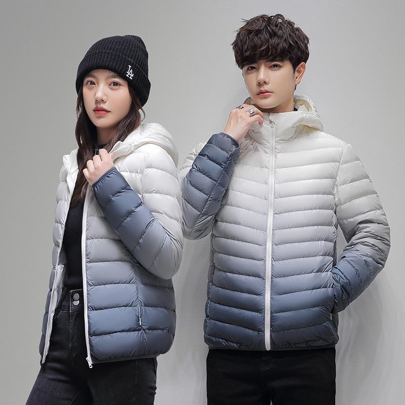 Куртка-пуховик Gradient, мужская, легкая, белая, на утином пуху, зимняя, новая, с капюшоном, модная, брендовая, для пар, повседневная, универсальная