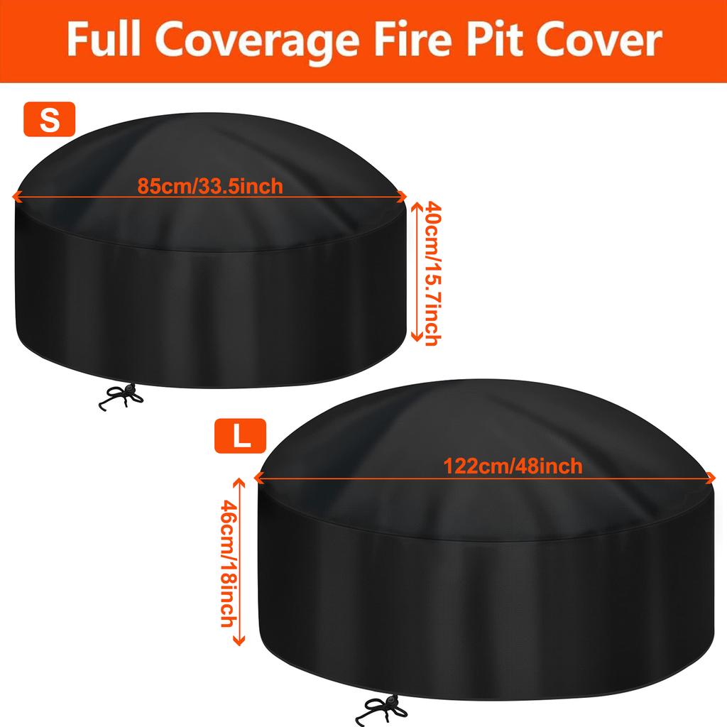 Fire Pit Cover Round Firepit Bowl 210D Fabric Waterproof Dustproof Bowl Covers