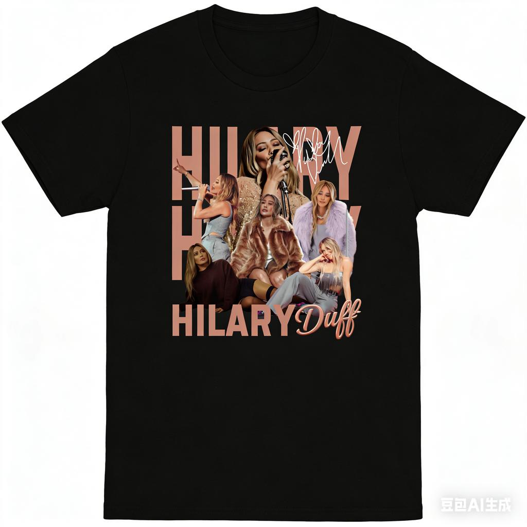 Hilary Duff Lucky Me Tour Tshirt Hot Sales Unisex and Women Summer Cotton Clothing Fashion Y2K Short Sleeves Street Wear Unisex