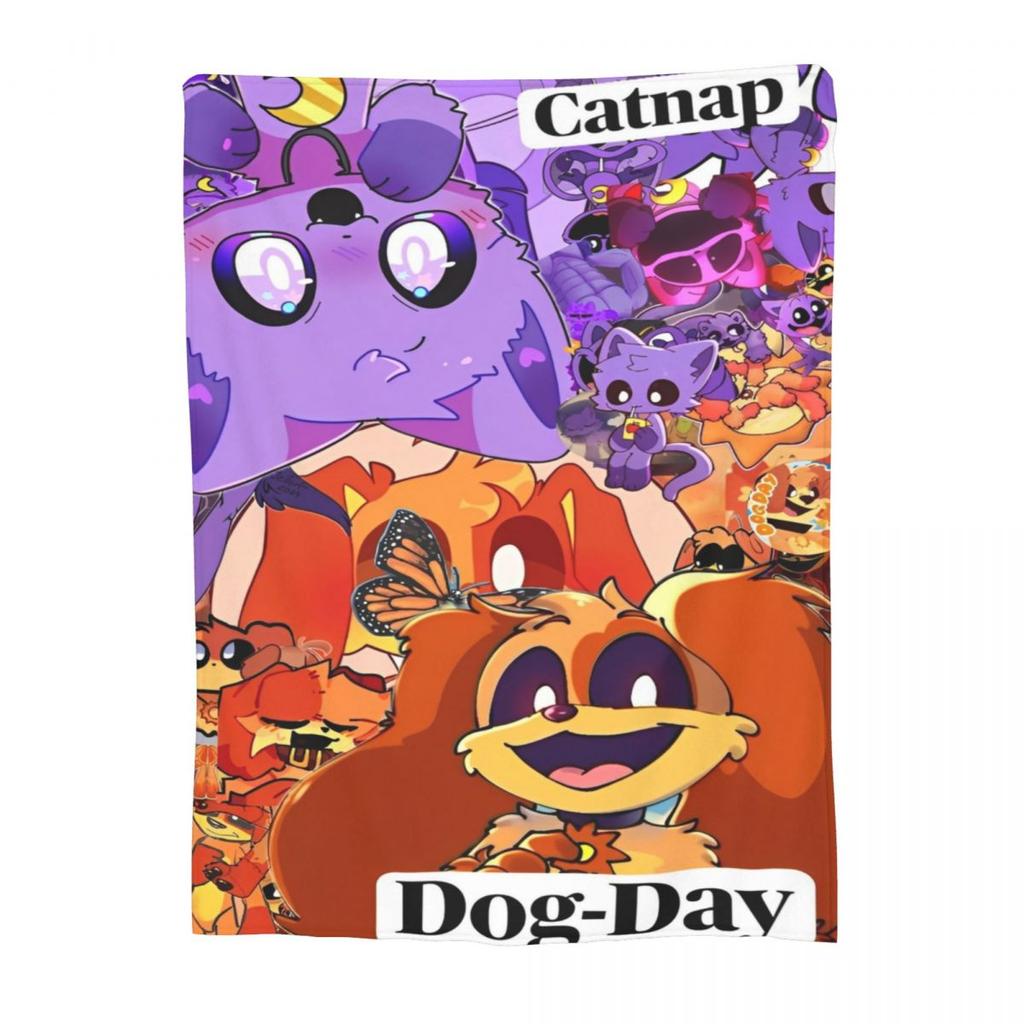CATNAP DOGDAY Мультяшные Улыбающиеся Зверушки Пледы Коралловый Флис Плюшевый Принт Легкие Пледы для Постельного Белья Плюшевое Тонкое Одеяло