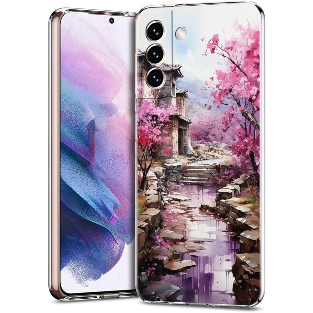 Чехол для телефона Samsung Galaxy S24 Ultra S23 FE S22 S20 S21 5G S10 S9 Plus S10E S8 Прозрачный Чехол с рисунком в стиле 'тушь и вода'
