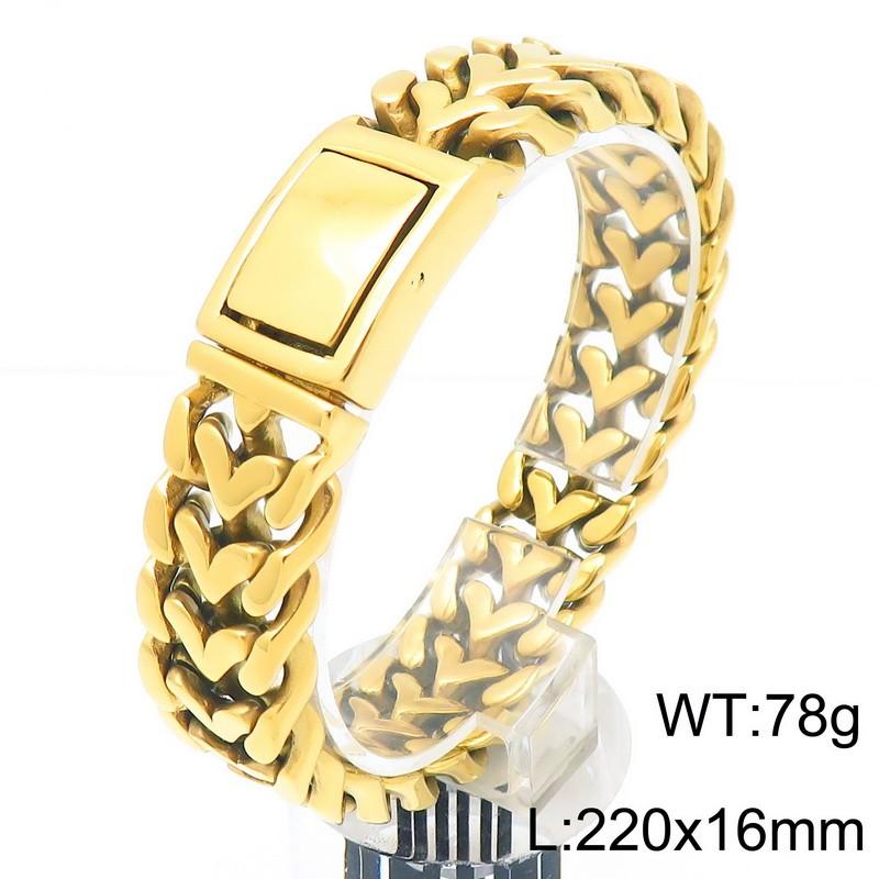 Man Bracelets for Men Gold Color Stainless Steel 16MM Width Heart Shape Chain Bracelet Men's On Hand Wrist Jewelry Accessories