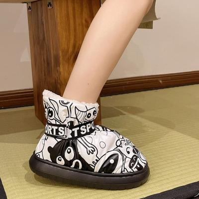 Зимний тренд, новый продукт, персонализированная мультяшная граффити-печать, высокие вельветовые утепленные теплые женские хлопковые ботинки