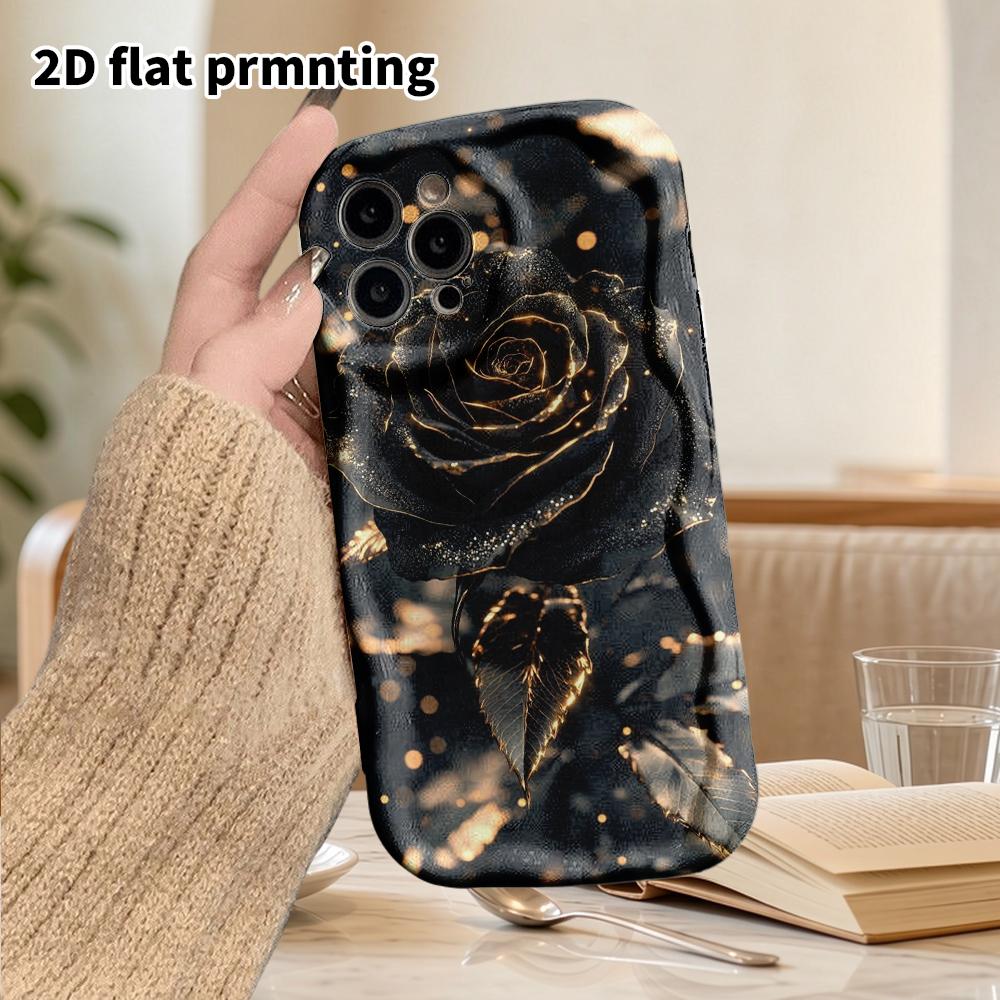 Phone Case: 2D flat design suitable for iPhone 18, 17, 16, 15, 14, 13 Pro film protective case, couple style, bordered rose, Christmas and Halloween g