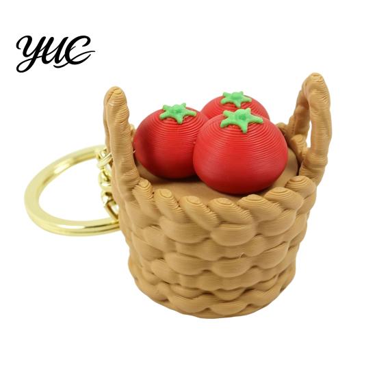 Portable Decompression Gifts 3D Printed Mini Vegetable Basket Keychain, Cute Simulated Pendant, Trendy Key Ring Pendants Stress Relief Clicker Toy for