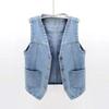 Spring Autumn All-match Casual V-neck Denim Vest Women's Summer Short Vest Vest Jacket Waistcoat Jacket