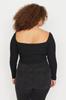 Women's Fashion New Plus Big Size Blouse Black Corduroy Bias Detailed Knitted Blouse