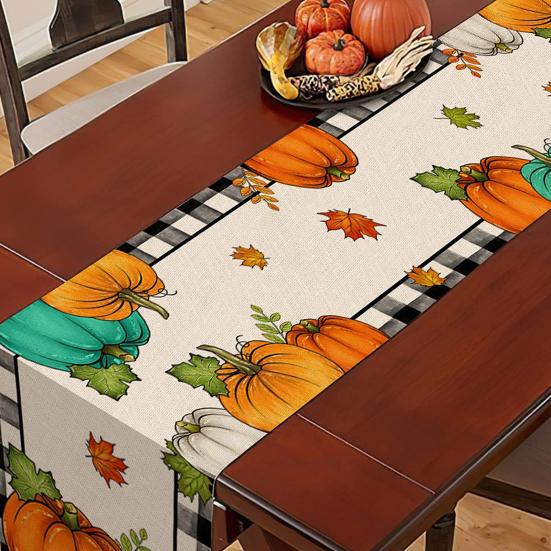Дорожка для стола на День благодарения с принтом тыквы и подсолнуха, устойчивая к пятнам, многоразовая защита стола, украшение