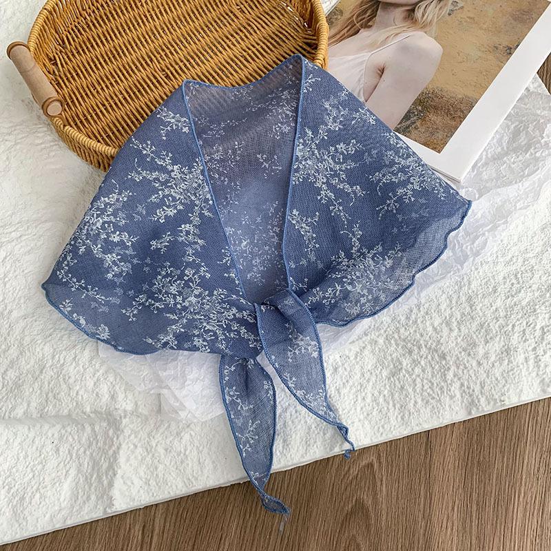 Треугольный шарф шарф женский модный декоративный маленький шарф универсальный шелковый шарф высококлассный цветочный платок летняя женская пасторальная повязка на голову