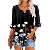 3/4 рукава топы для женщин повседневные оборки V-образный вырез футболки рабочие блузки нарядные туники топы