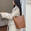 Leather Women's Bag 2 Crossbody Cowhide Bucket Bag Lazy Wind Large Capacity Commuter Shoulder Bag