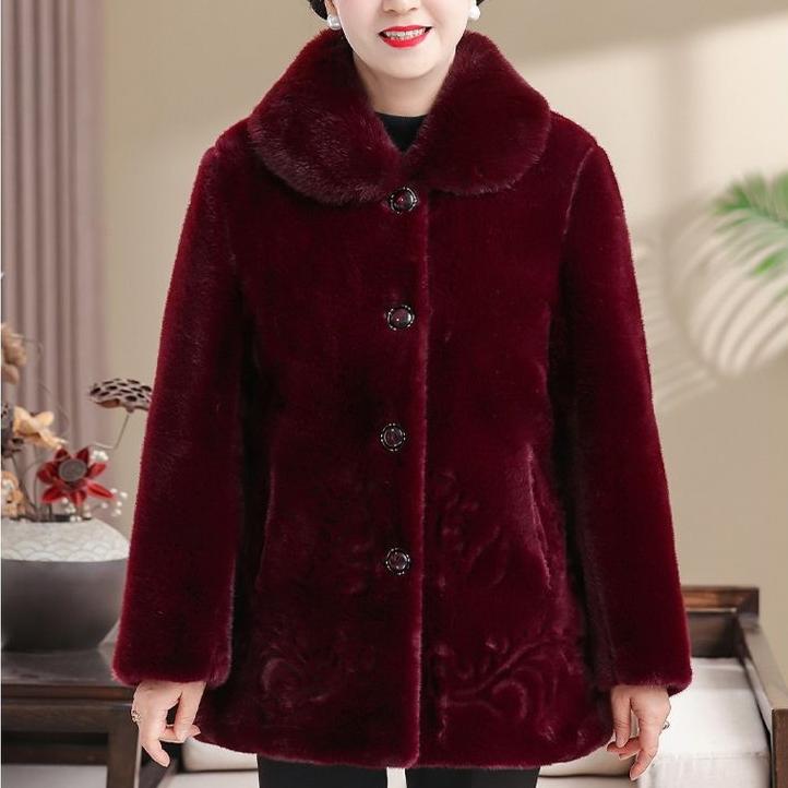Winter Women's Fleece-Lined Thickened Mink Fleece Fur Coat Plus Size Faux Fur Coat Soft Warm Fluffy Coat