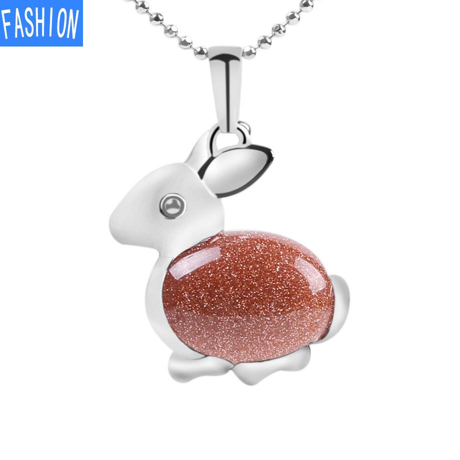 Ожерелье с подвеской из натурального камня серии Lovely Animal из натурального хрусталя и кролика