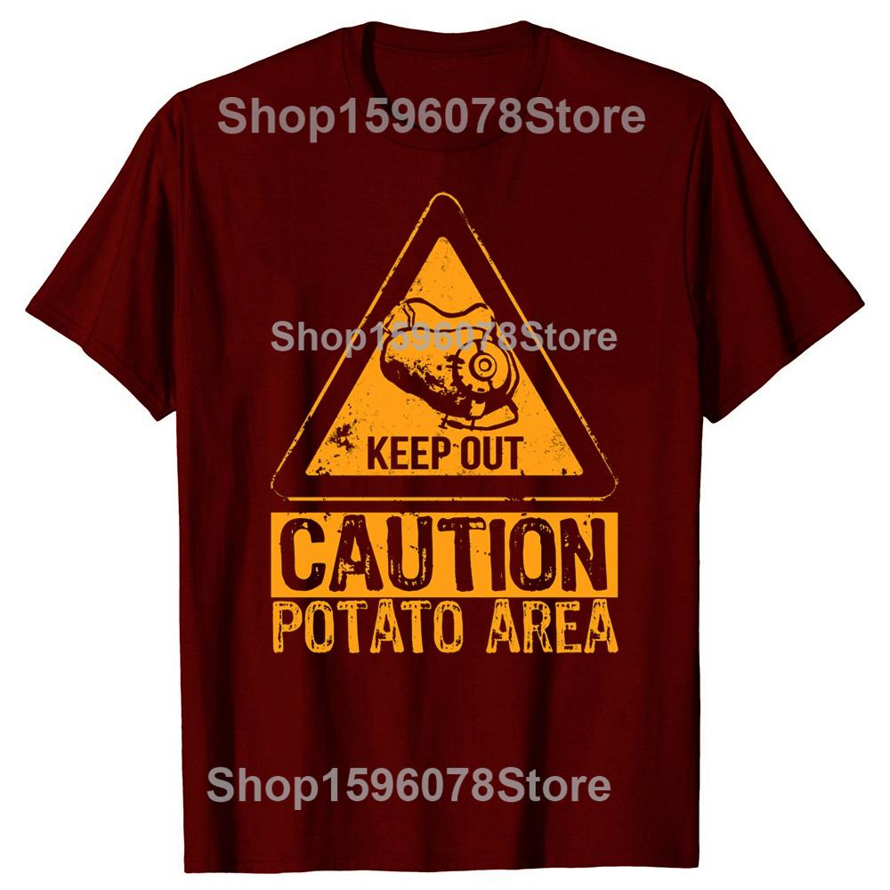Potato Keep Out Funny Video Game Tshirts Men Womens Fashion Print Tshirt Loose Oversized Streetwear Hip Hop Unisex T Shirt