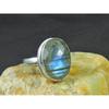 Винтажное кольцо ручной работы из стерлингового серебра 925 пробы с натуральным лабрадоритом овальной формы US-8.5 MK-102