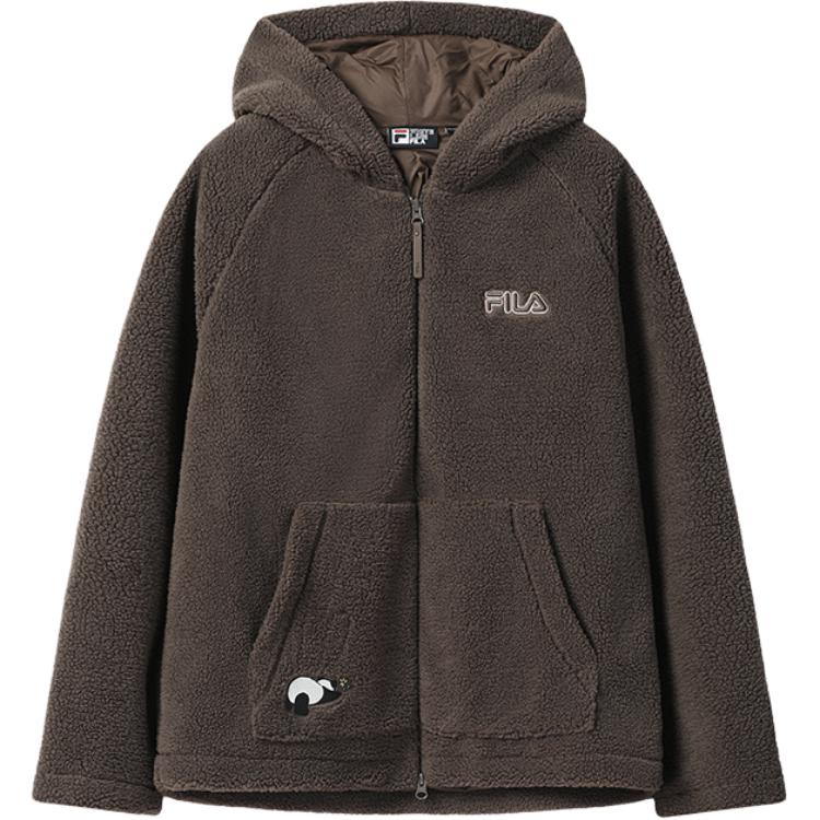 Fila Наследие Повседневный Трикотажный Худи с Буквенным Принтом Длинный Рукав Свободная Плюшевая Куртка Унисекс куртки F51U548502F-BN