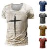 Мужская повседневная модная блузка с коротким рукавом и круглым вырезом с принтом, топ