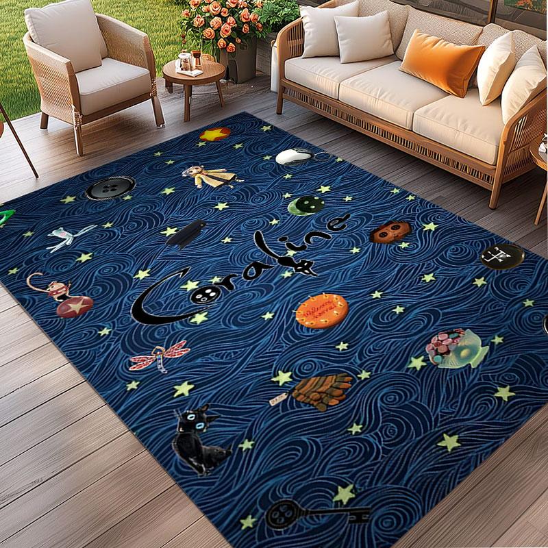 Coraline Print Rug, Washable Floor Carpet, For Entryway Dorm Laundry Room Office Study, Home Decor Birthday Christmas Gift
