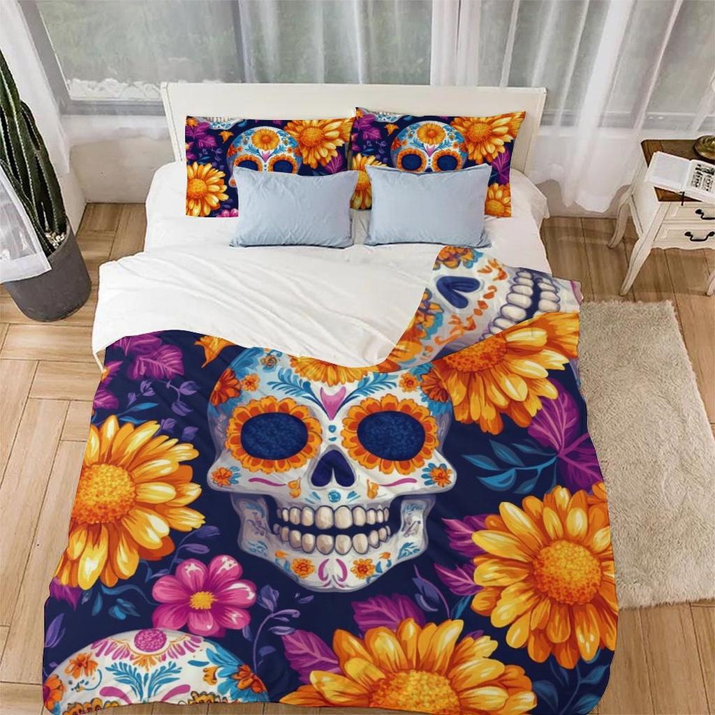 Skull Comforter Covers Printed Duvet Cover Bedding Set Suitable Children's Kids and Adults Warm Soft Breathable and Comfortable