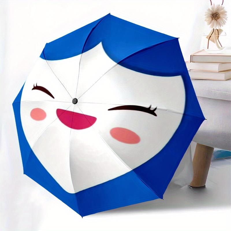 1pc Blue-haired Smiling Face Umbrella with Plastic Handle,Suitable for All Seasons Home Travel Outdoor UmbrellaM976