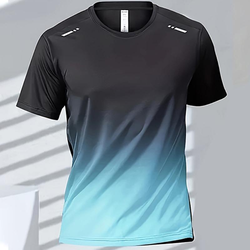 T-shirts Sports T-shirt Quick-drying Gradient Short Sleeve Tees Outdoor Workout Basketball Training Running  clothes