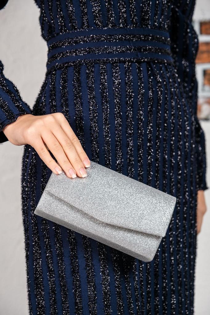 Women's Stylish and Useful Evening Dress Bag Women's Black Glitter Mini Box Shoulder Evening Bag