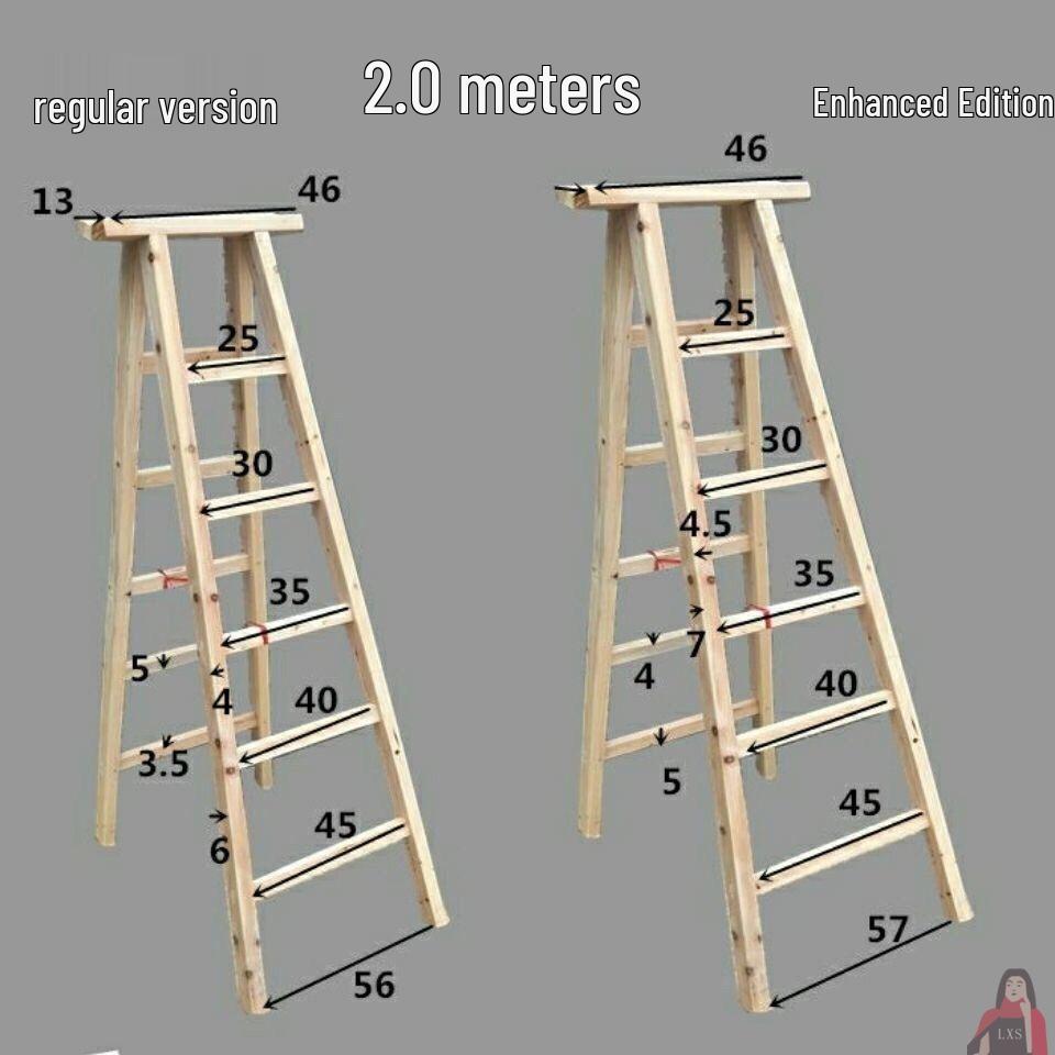 Double-Sided Solid Wood Folding A-Frame Ladder for Household Use