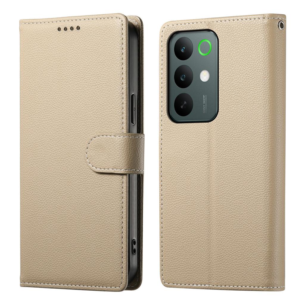 Для Realme C85 5G Чехол Магнитная застежка Текстура личи Кожаный кошелек Чехол для телефона с ремешком на запястье