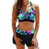 2025 Приграничный купальник-бикини с принтом, халтер, с плоскими вырезами для ног, стройнящий