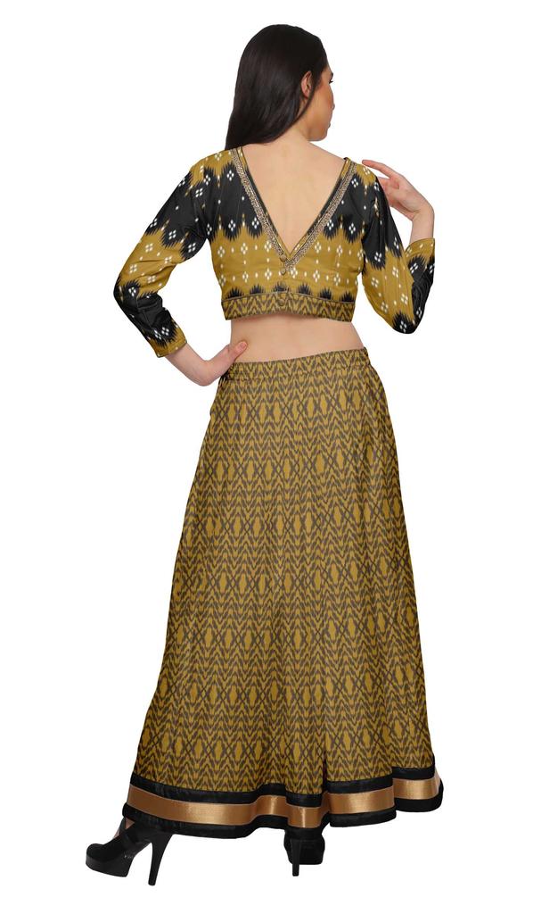 Moomaya Two Piece Long Skirt And Crop Top Printed Indian Ethnic Set For