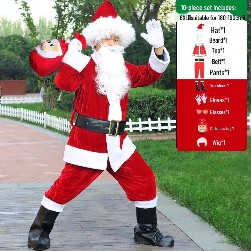 Комплект костюма Санта-Клауса для взрослых - Мужской и женский размер плюс Рождественский наряд