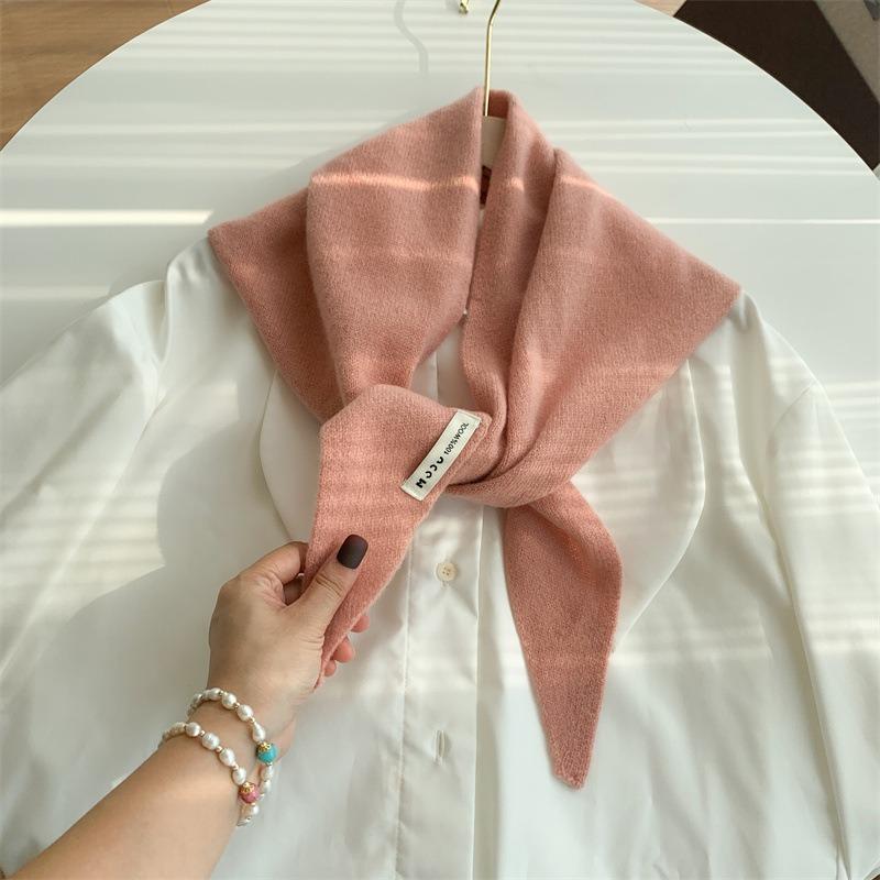 Wool Knitted Triangle Scarf Shawl Women's Autumn and Winter Thermal Headscarf Multi-functional Thermal Versatile Small Scarf Women
