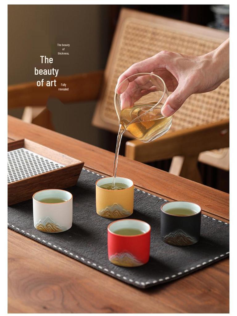 Чайный сервиз кунг-фу: Белые Фарфоровые и Керамические Чашки для Чая, Мастер-Чашка из Нефрита Цвета Бараньего Жира, Набор Пиал для Чая Подарок